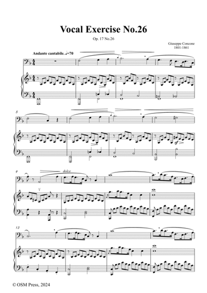 G. Concone-Vocal Exercise No.26,for Contralto(or Bass) and Piano image number null