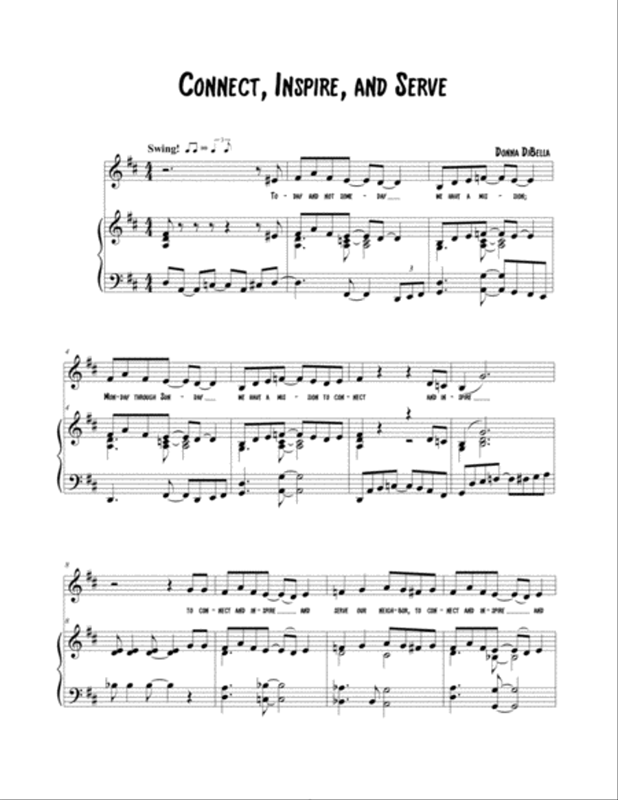 Connect, Inspire, and Serve Unison Choir scores gallery preview page 1