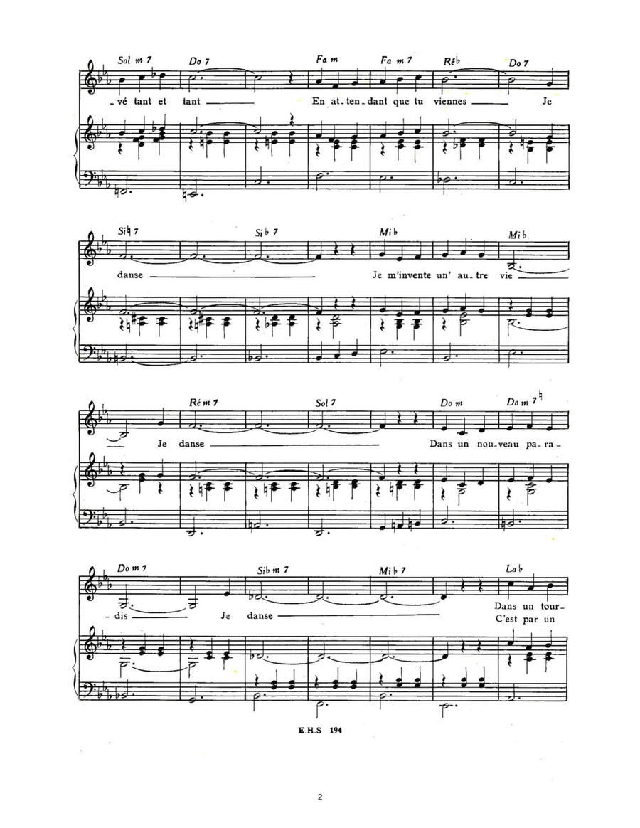 Je Danse Piano, Vocal scores gallery preview page 2