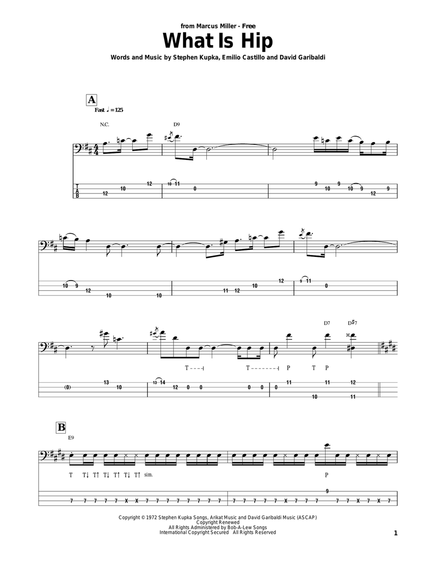 What Is Hip Bass Guitar Tablature scores gallery preview page 1