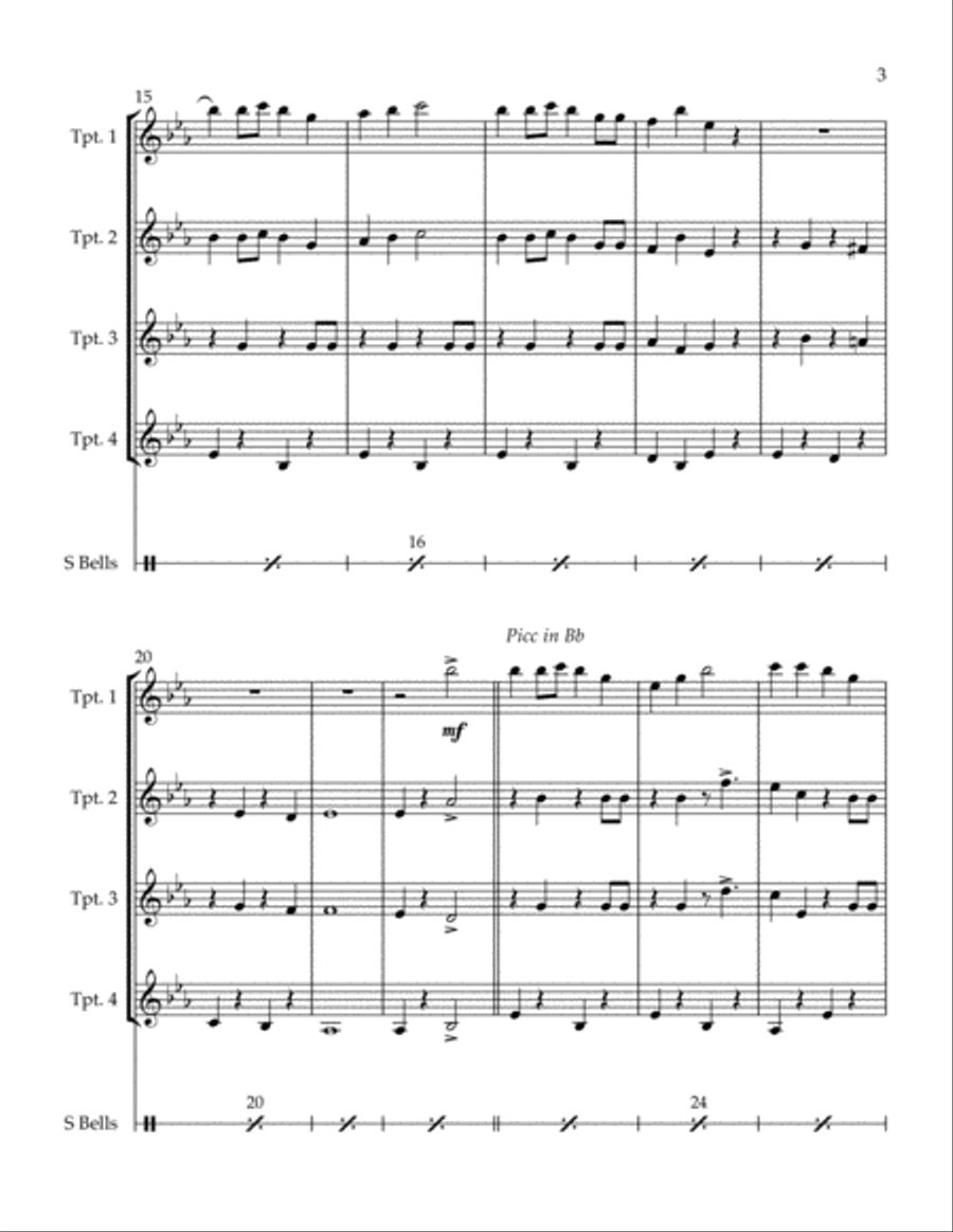 Up on the Housetop (for 4 trumpets) Trumpet Solo scores gallery preview page 3