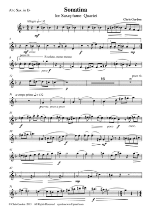 Sonatina for Saxophone Quartet (Alto Saxophone Part)