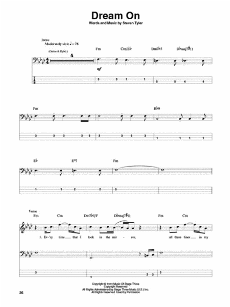 Aerosmith Aerosmith Bass Guitar Tablature scores gallery preview page 4