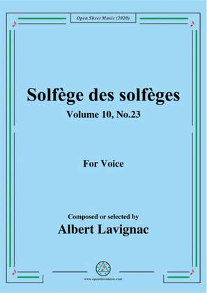Book cover for Lavignac-Solfège des solfèges,Volume 10,No.23,for Voice