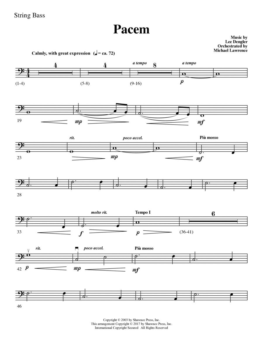 Pacem - String Bass Pacem - String Bass Choir scores gallery preview page 1