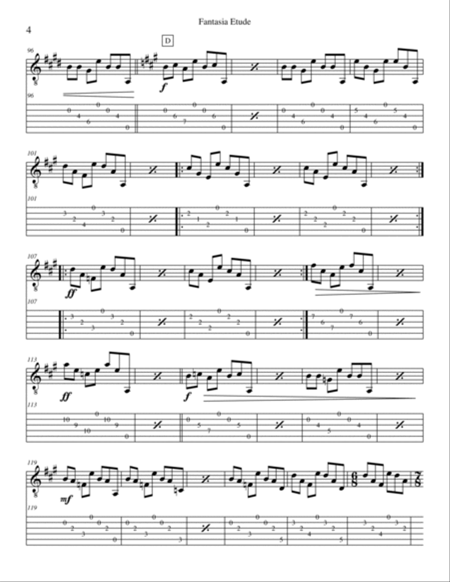 Fantasia Etude Classical Guitar scores gallery preview page 4