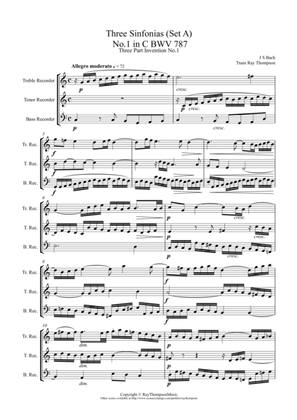 Bach: Sinfonia (Three part Inventions) Nos.1, 2 & 3 -low recorder trio (TTB/ATB)