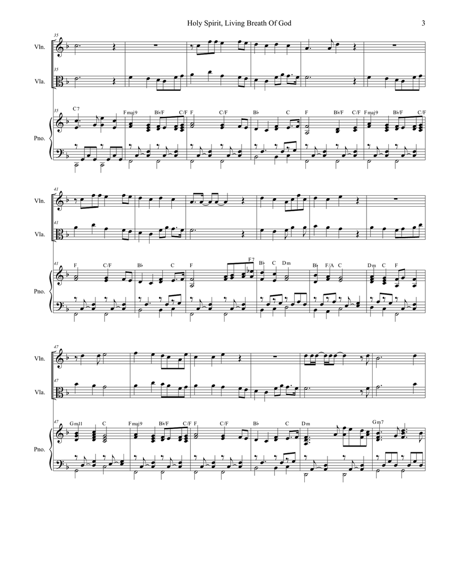 Holy Spirit, Living Breath Of God String Duet scores gallery preview page 3