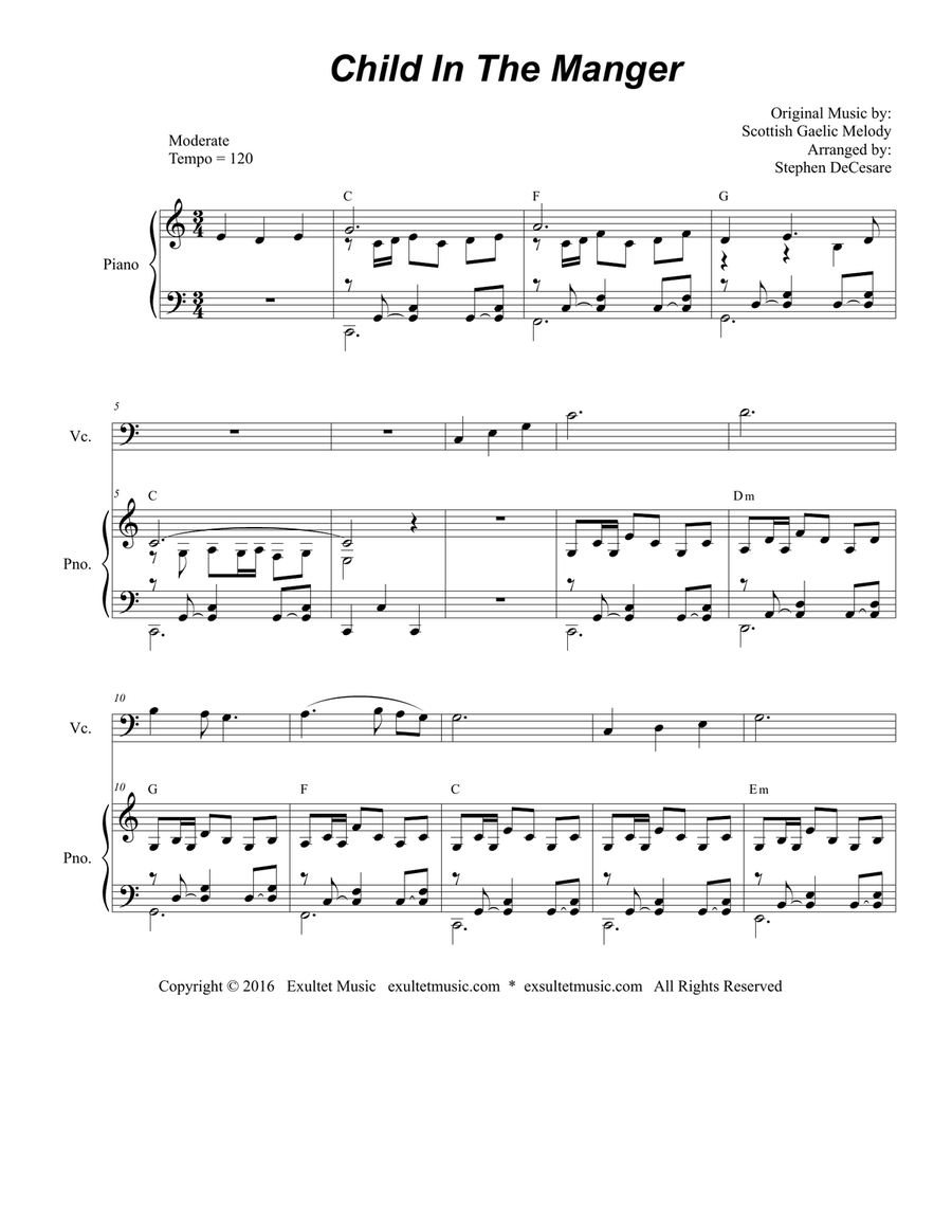 Child In The Manger (Duet for Violin and Cello) Piano Trio scores gallery preview page 2