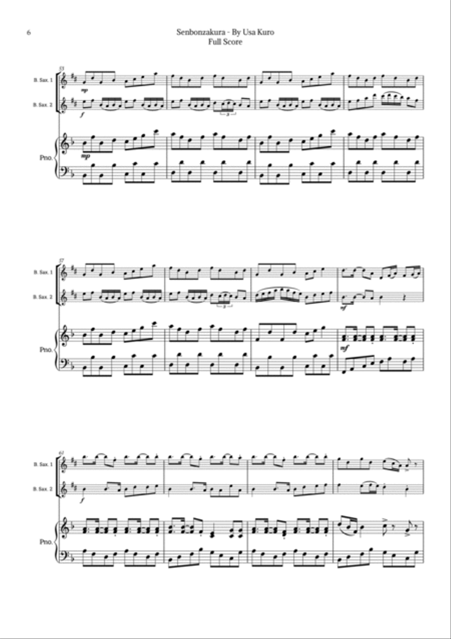 Senbonzakura Woodwind Duet scores gallery preview page 6