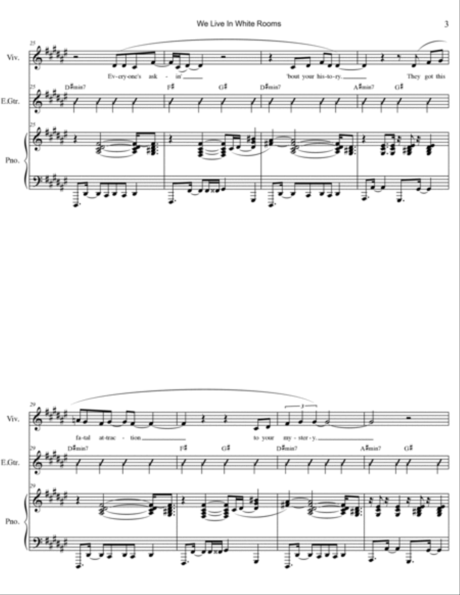 We Live in White Rooms Piano, Vocal, Guitar scores gallery preview page 3