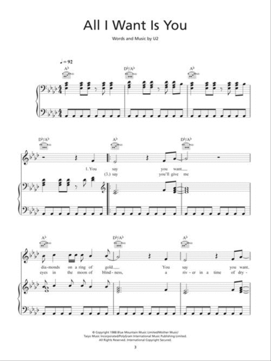 U2 – The Piano Collection Piano, Vocal, Guitar scores gallery preview page 5