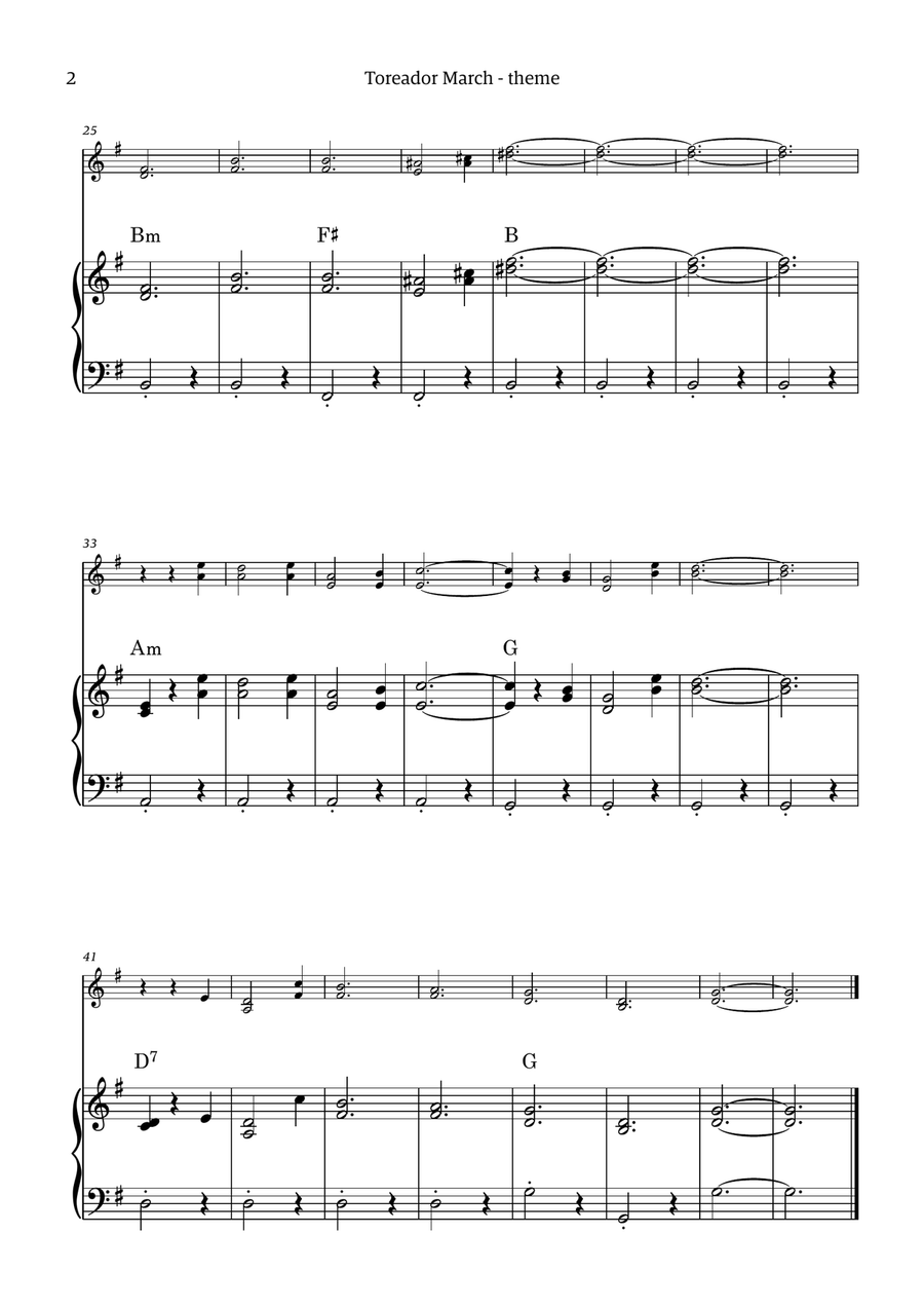 Toreador March (from the opera Carmen) - easy version Chamber Music scores gallery preview page 2