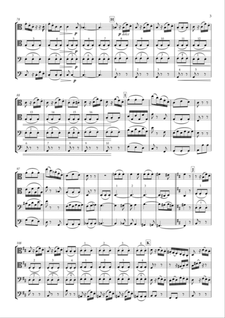 Adagio from String Symphony No.8 in D major, MWV N8 for 2 Violas & 2 Violoncellos String Duet scores gallery preview page 3