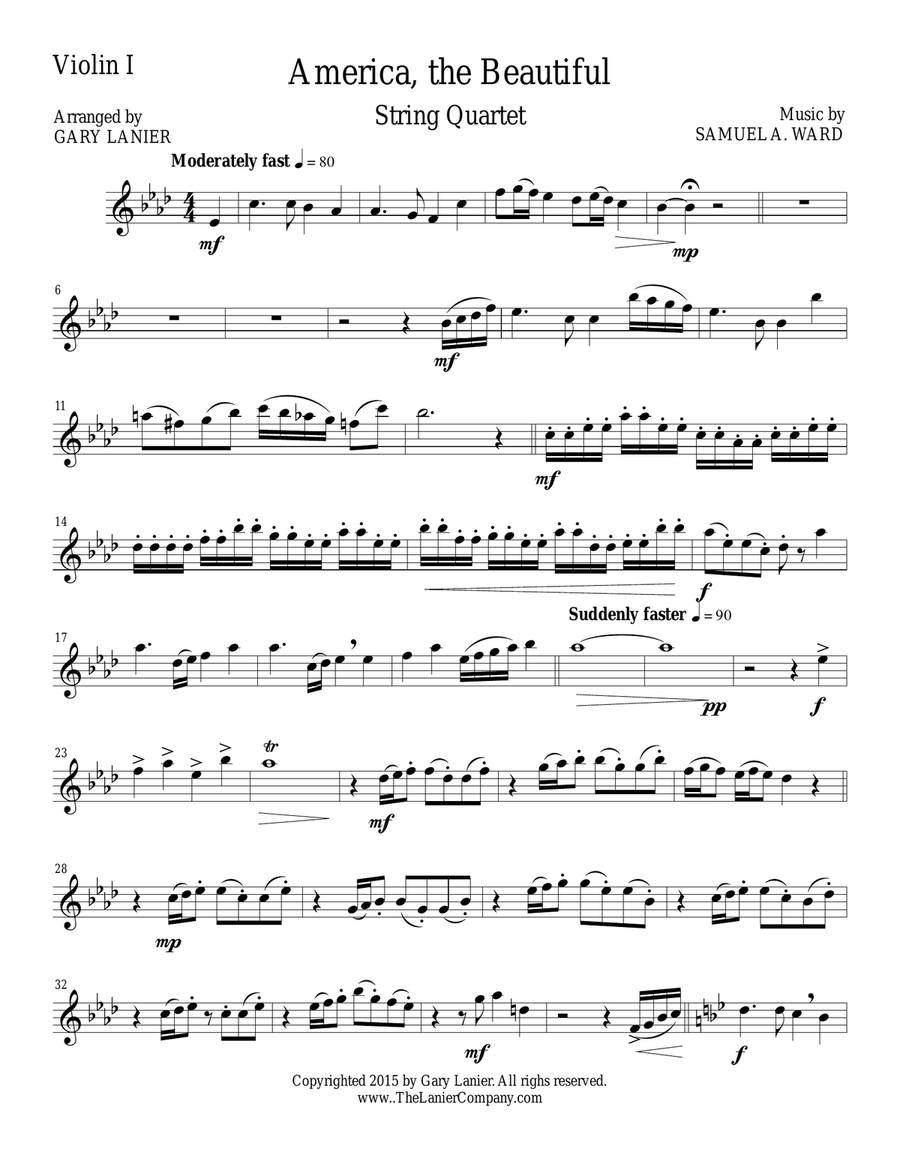 AMERICA, THE BEAUTIFUL (String Quartet/Score and Parts) String Quartet scores gallery preview page 6
