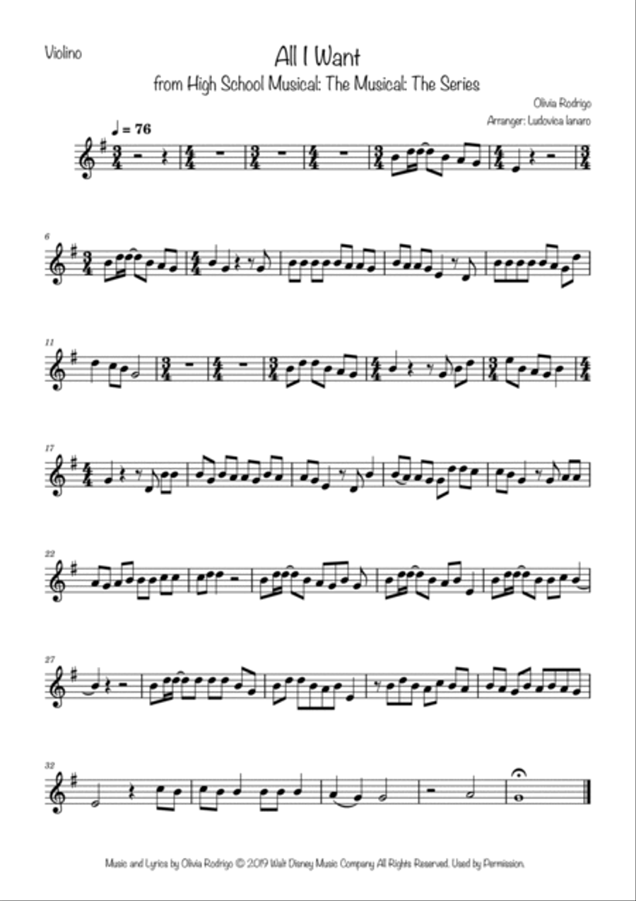 All I Want Violin Solo scores gallery preview page 2