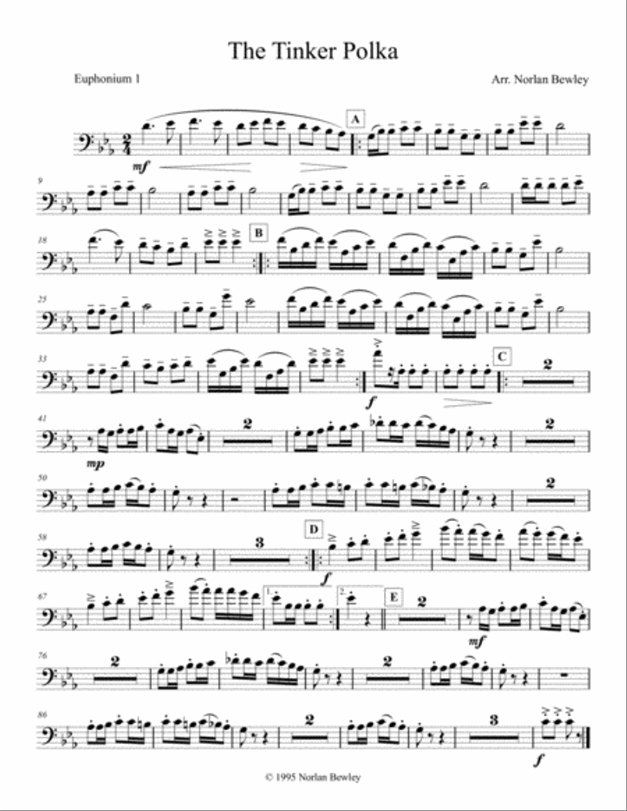 Tinker Polka - Tuba/Euphonium Quartet Brass Ensemble scores gallery preview page 5