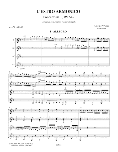 L'Estro Armonico, Concerto no 1, RV 549