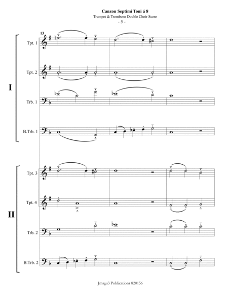 Gabrieli: Canzon Septimi Toni Ch. 172 for Trumpet & Trombone Double Choir image number null