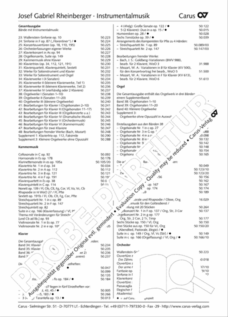 Zwolf Charakterstucke op. 156 Organ Solo scores gallery preview page 49