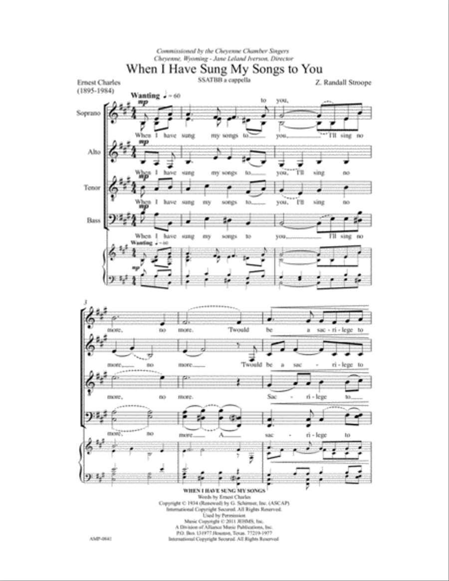 When I Have Sung My Songs To You A Cappella scores gallery preview page 2