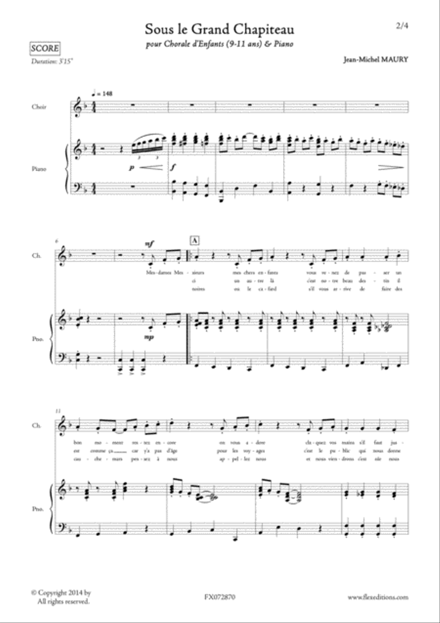 Sous le Grand Chapiteau Sous le Grand Chapiteau Children's Choir scores gallery preview page 3