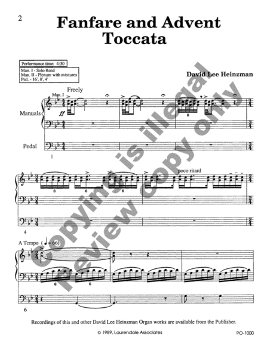 Fanfare and Advent Toccata Organ scores gallery preview page 3