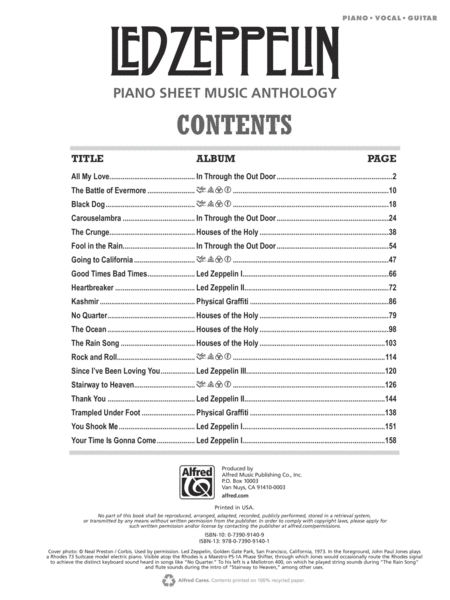 Led Zeppelin -- Piano Sheet Music Anthology
