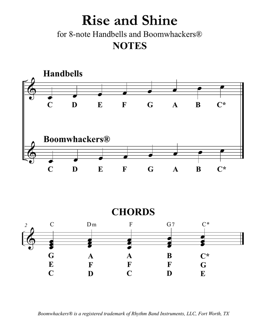 Rise and Shine (for 8-note Bells and Boomwhackers with Black and White Notes) Small Ensemble scores gallery preview page 3
