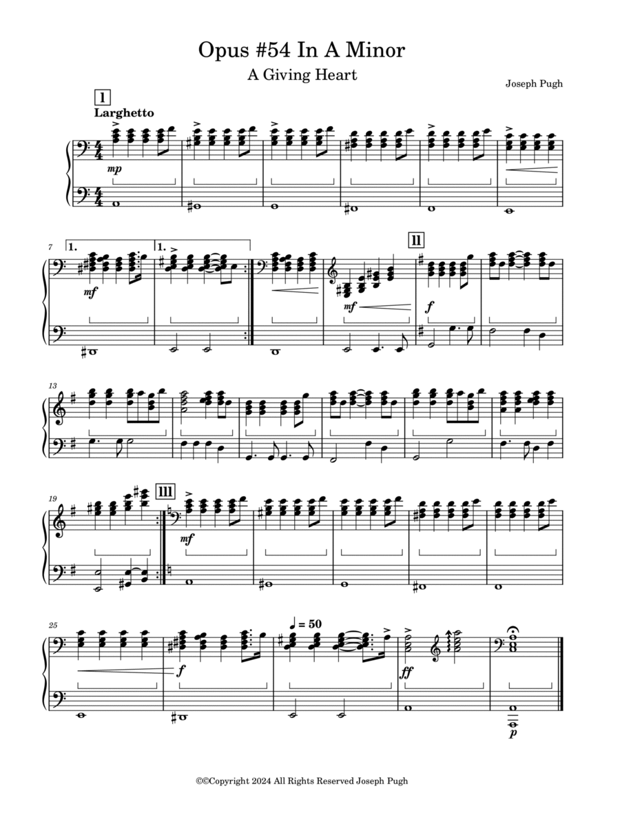 Opus #54 In A Minor (A Giving Heart) Piano Solo scores gallery preview page 1