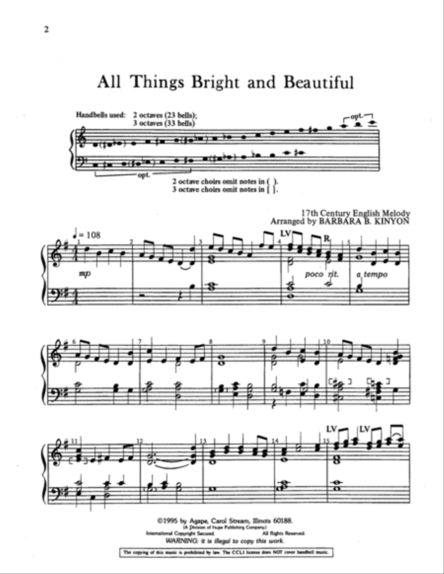 All Things Bright and Beautiful 3-Octaves scores gallery preview page 2