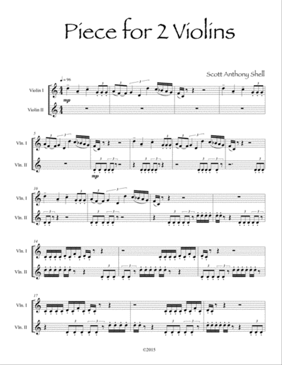 Piece for 2 Violins Piece for 2 Violins String Duet scores gallery preview page 2