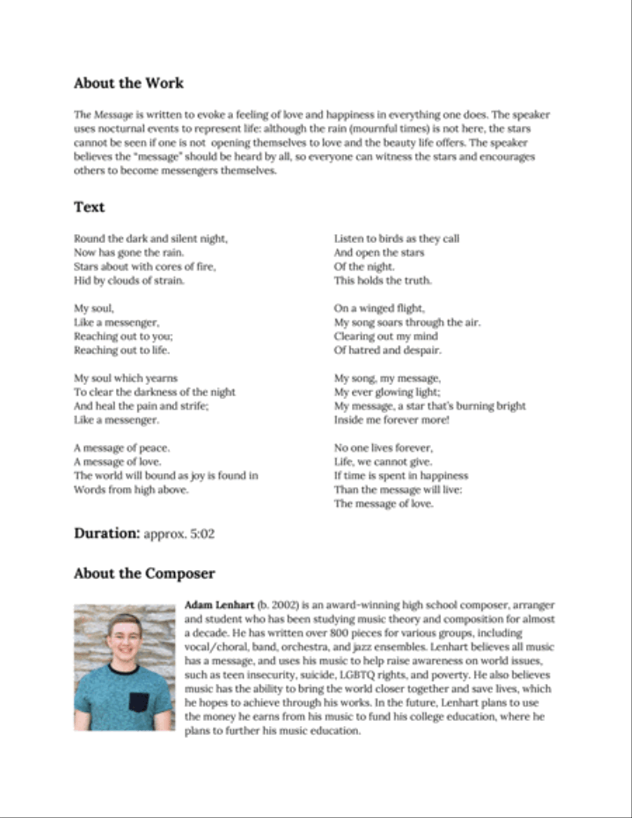 The Message (SATB) 4-Part scores gallery preview page 2