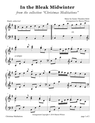 In the Bleak Midwinter (LARGE PRINT Piano Solo)