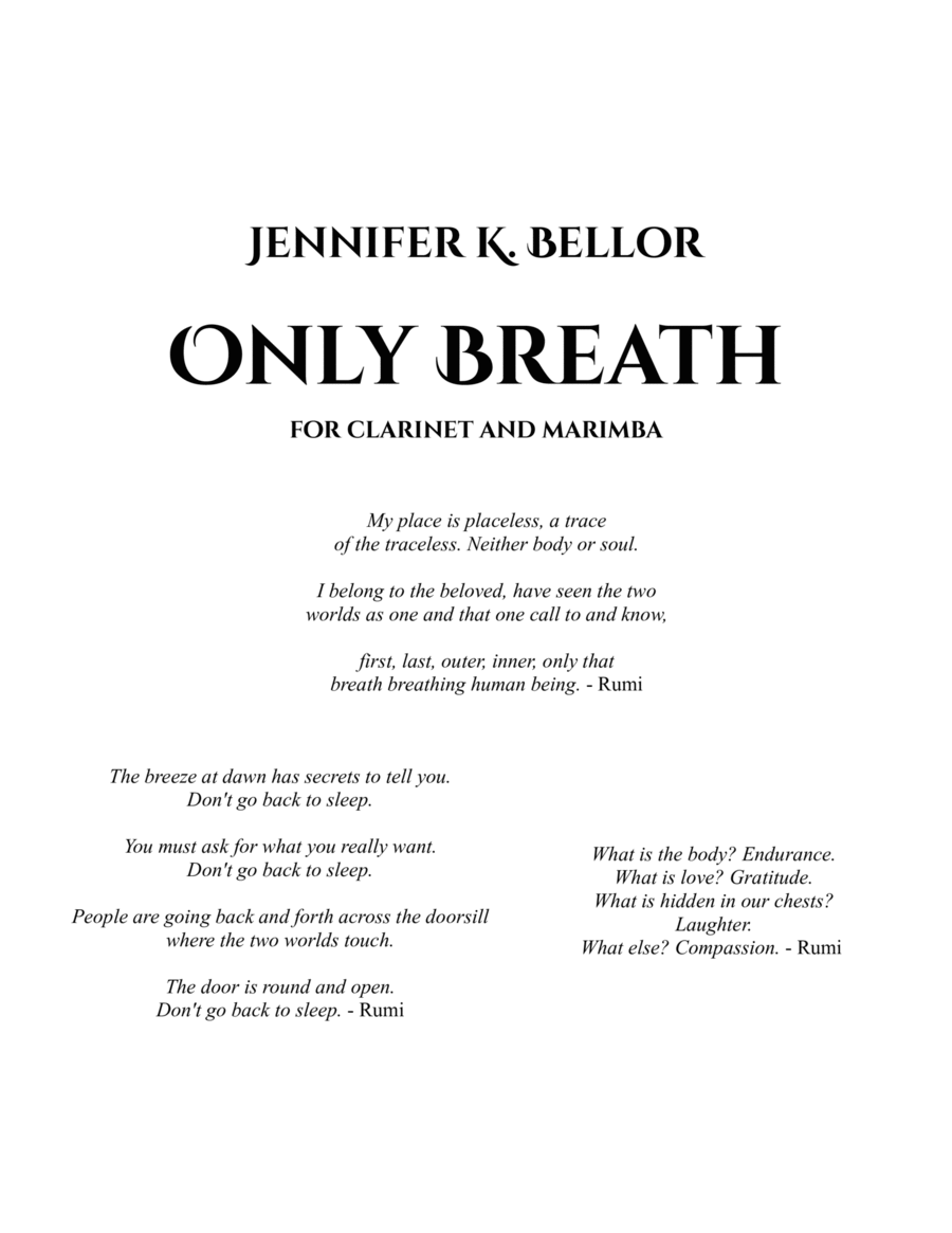 Only Breath - Duet for Bb Clarinet and Marimba Chamber Music scores gallery preview page 1