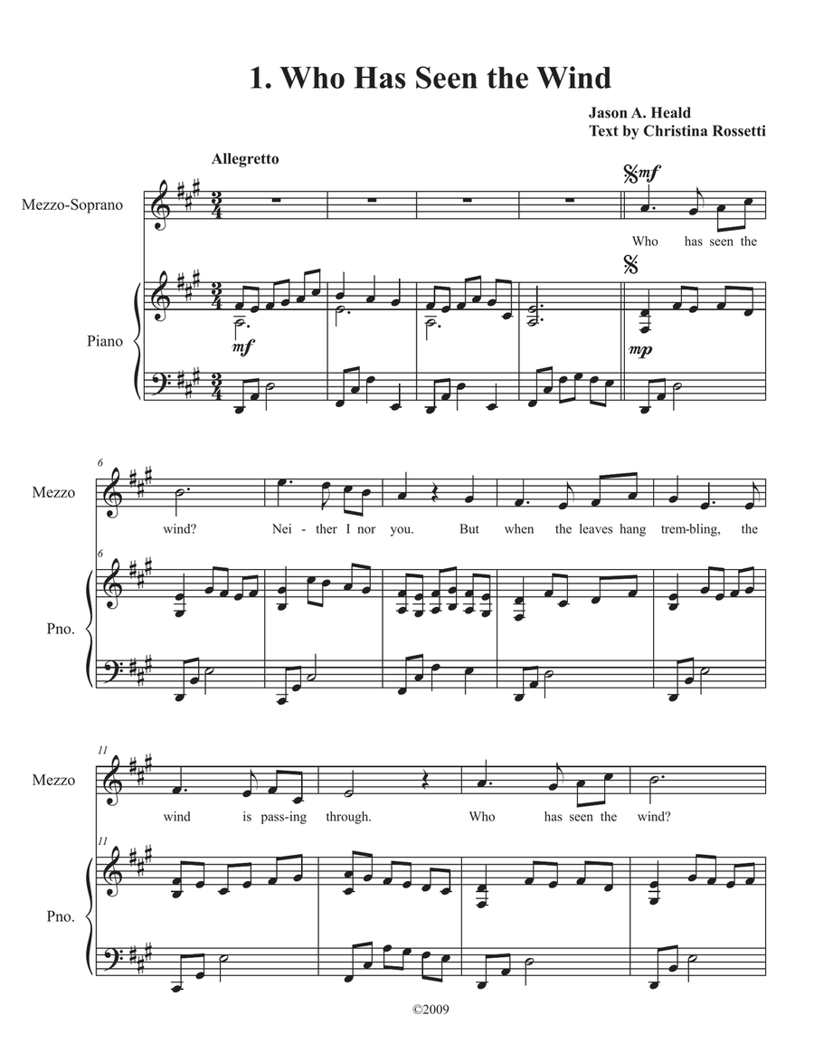 "Five Settings by Christina Rossetti" for mezzo-soprano and piano image number null