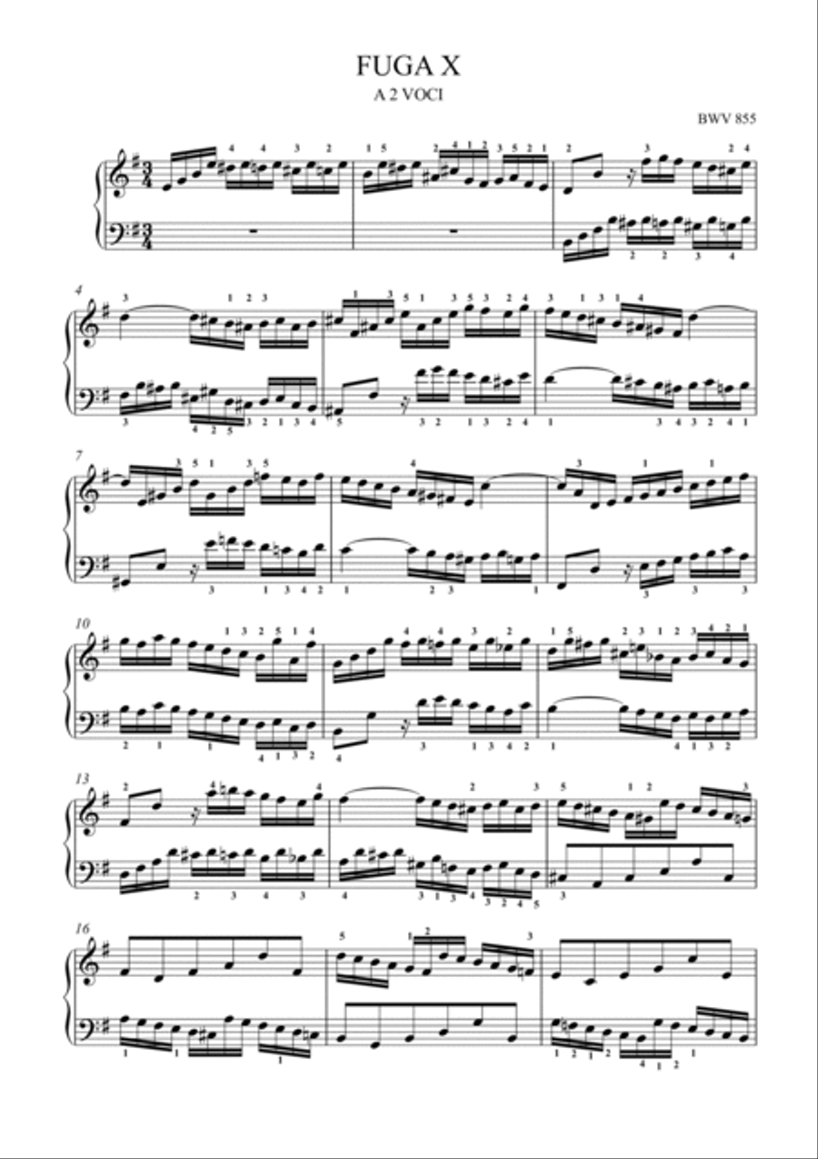 Bach-Fugue No. 10 in E minor, BWV 855 Piano Solo scores gallery preview page 2