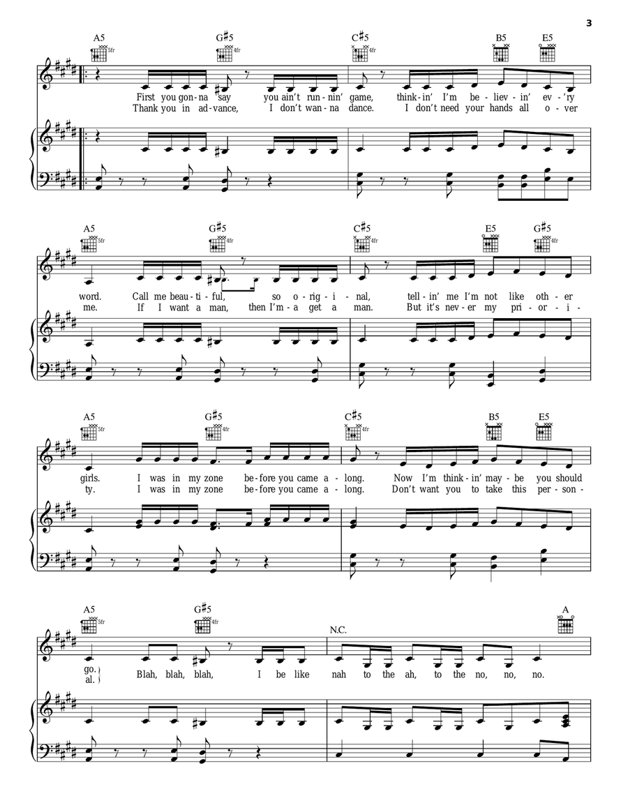 No Piano, Vocal, Guitar scores gallery preview page 3