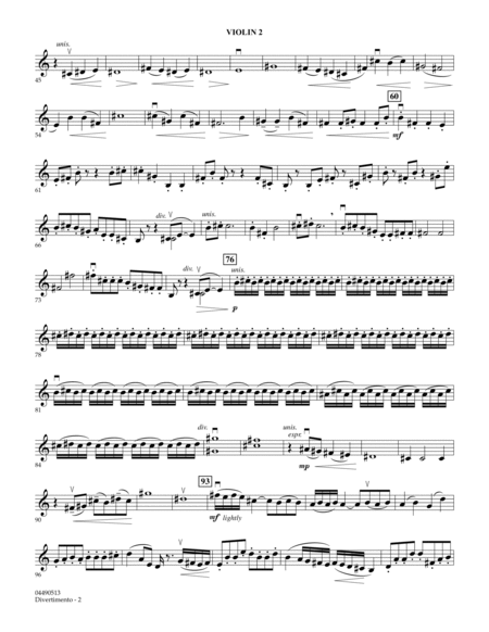 Divertimento for String Orchestra (Mvt. 1) - Violin 2