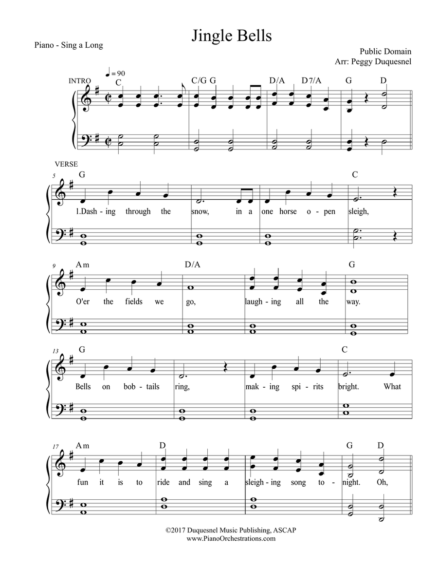 Jingle Bells_Key of G Piano, Vocal, Guitar Digital Sheet Music Sheet Music Plus