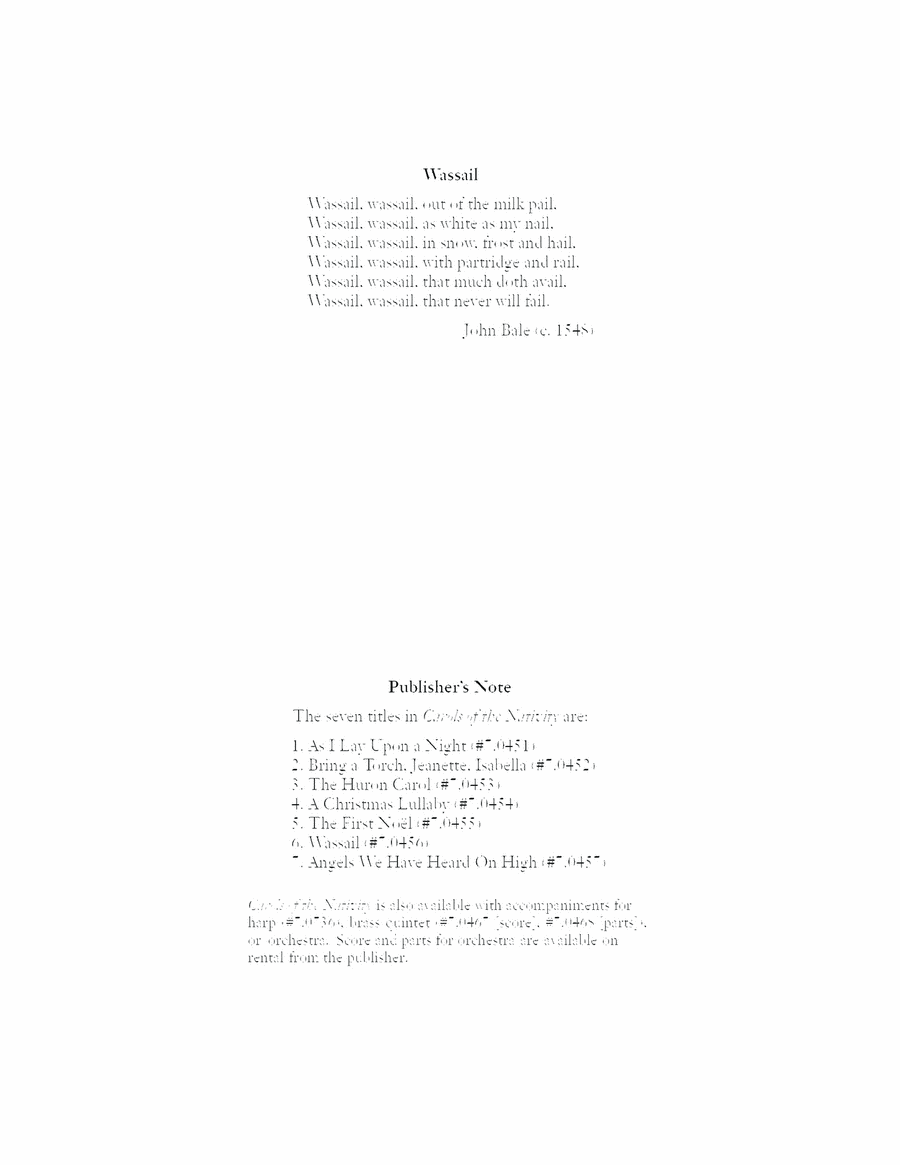 Carols of the Nativity: 6. Wassail SSAATB scores gallery preview page 1