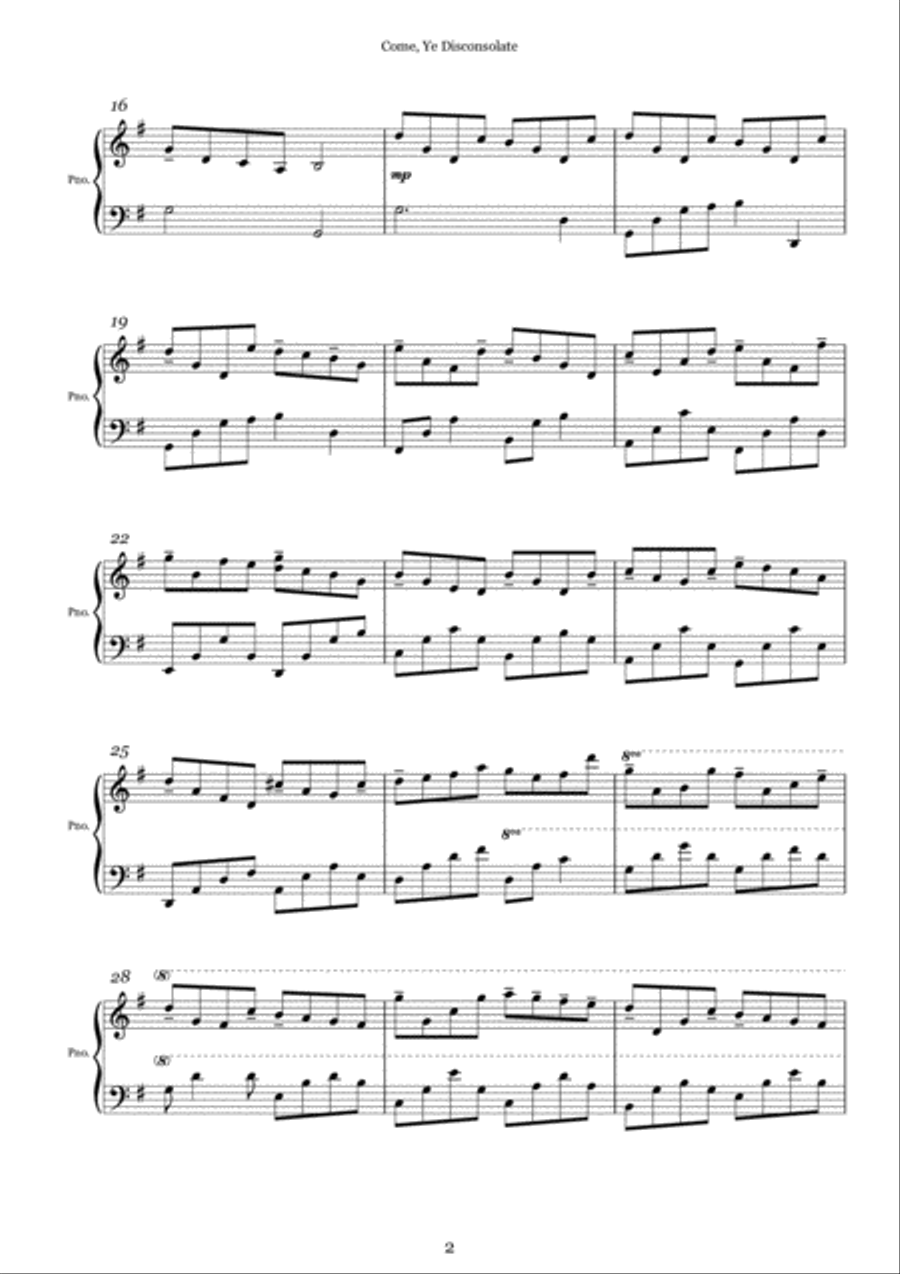 Come, Ye Disconsolate Piano Solo scores gallery preview page 2