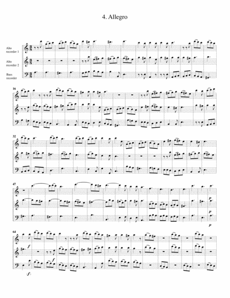 Trio sonata, Op.1, no.2 (arrangement for 3 recorders)