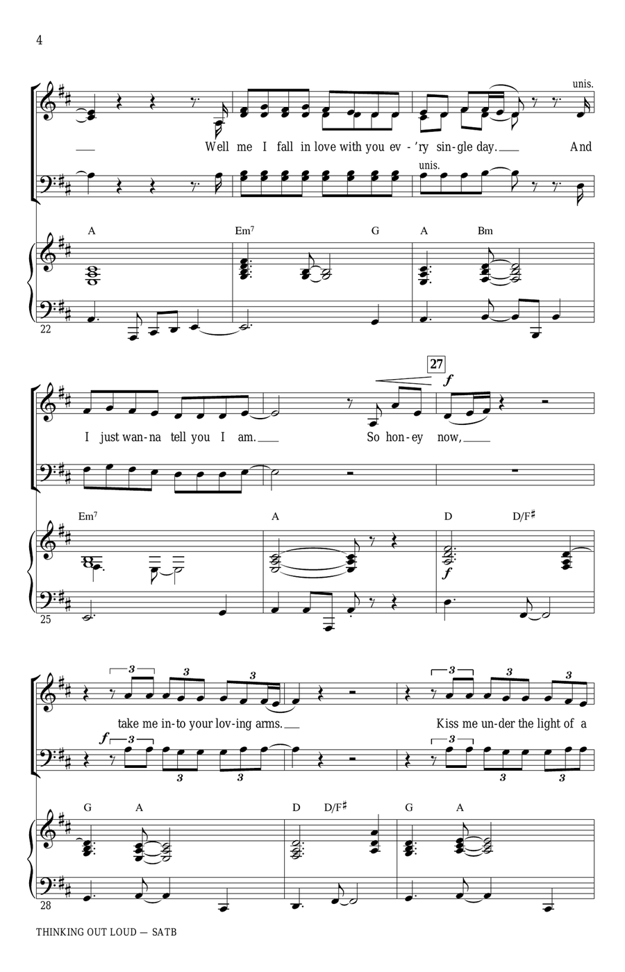 Thinking Out Loud (arr. Ed Lojeski) 4-Part scores gallery preview page 4