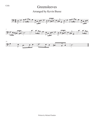 Greensleeves (Easy key of C) Cello