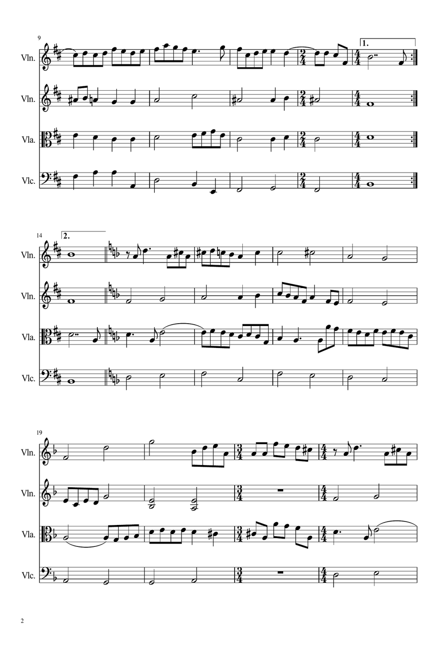 Hofim - Israeli folksong for string quartet String Quartet scores gallery preview page 5