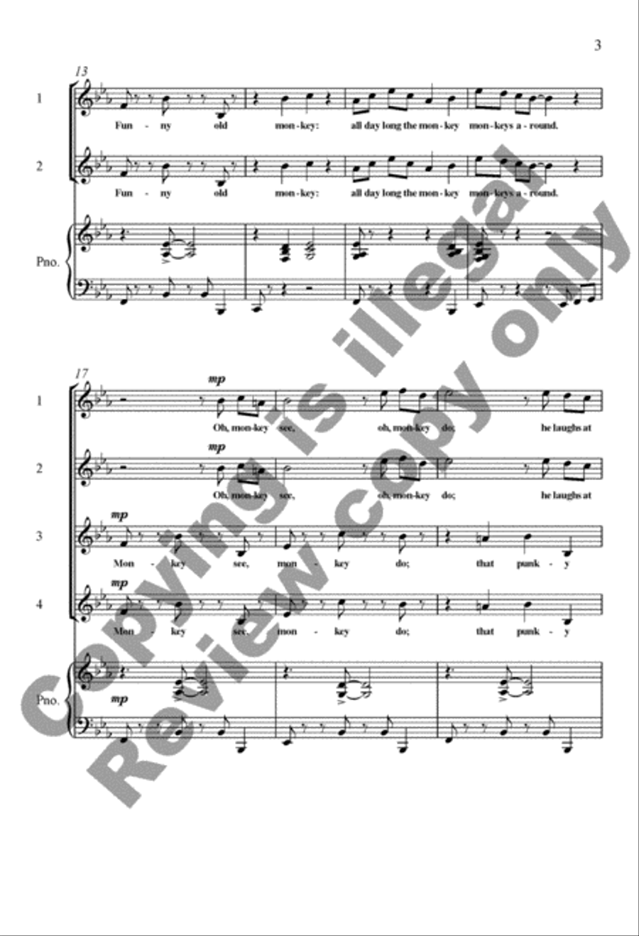 A Trip to the Zoo: 4. Monkey Business 4-Part scores gallery preview page 14