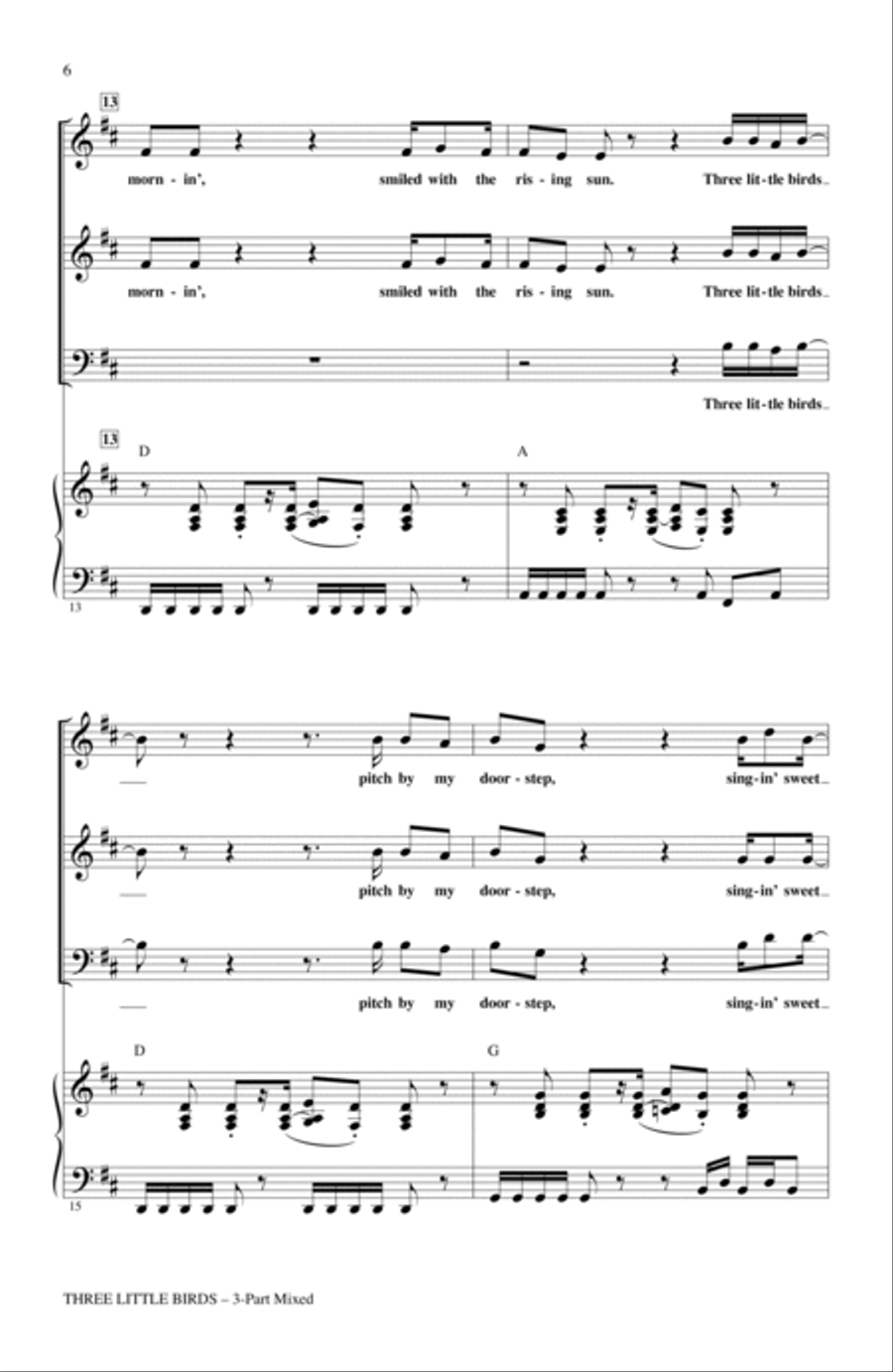 Three Little Birds (arr. Audrey Snyder) 3-Part scores gallery preview page 4