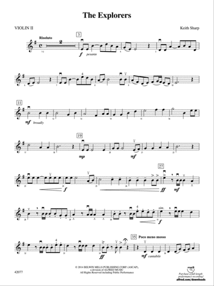 The Explorers: 2nd Violin String Orchestra scores gallery preview page 1