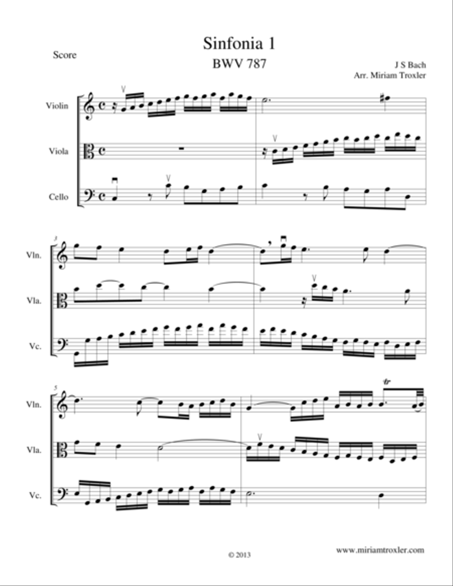 5 Sinfonias for String Trio String Trio scores gallery preview page 1
